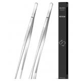 New 2 Pc 12' Cooking Tweezer Tongs Stainless Steel