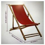 vidaXL Outdoor Deck Chair Bamboo w/Red Fabric