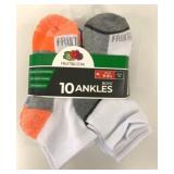 10 New Pairs FOTL Boy's Size M Ankle Socks