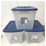 3 New Gracious Living 39L Storage Totes w/Lids