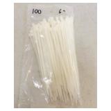 100 New 6" White Cable Ties