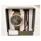 New Accutime Watch & Leather Bracelet