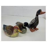 3 Wooden 8 & 9" Hand Carved Ducks