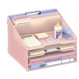 New 4 Tier Pink Metal Desk Organizer