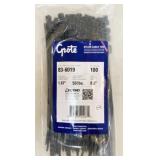 100 New 8" Black 50lb Cable Ties