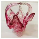 Cranberry Glass Candy Dish 6"