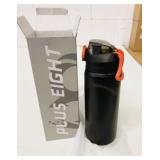 New Plus Eight 24oz 750ml Black SS Water Bottle