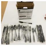 New 60 Pc SS Black Mirrored Finish Flatware Set