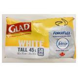50 Glad White Tall 45L Fresh Scent Trash Bags