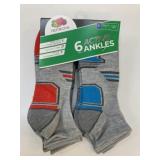 6 New Pairs FOTL Size L Boys Active Ankle Socks