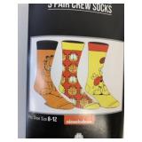 New 3 Pack Garfield Crew Socks 8-12