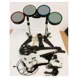 Xbox Rock Band Drum Kit, Guitars, Mic Plus Lot