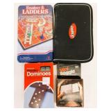 Scrabble, Double Nine Dominoes, Mini Boggle +