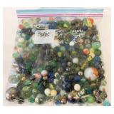 Large Ziploc Bag of Assorted Size Marbles