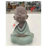 9' Tall Baby Buddha in Green Cloak
