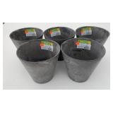 5x New 7' Tall Grey Plastic Draining Planter Pots