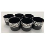 6 New 4' Tall Black & Silver Ceramic Pots
