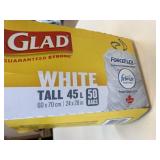 50 Glad White Tall 45L Garbage Bags