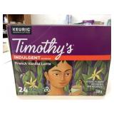 24 Timothy's Indulgent French Vanilla Latte K-Cups
