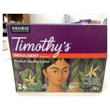 24 Timothy's Indulgent French Vanilla Latte K-Cups