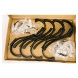 New 8Pc Black Metal  Wall Mount Coat Hooks