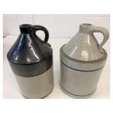 2 Crock Finger Jugs 12" Tall