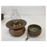 Brass Lantern Lamp & Hanging Pot