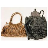 Snake Print Handbag & Leather Backpack Bag