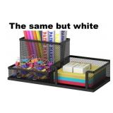 New White Metal Pen + Desk Organizer