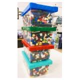 4 Shoe Size Bins Full of Lego & Mega Bloks