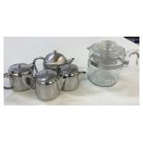 Pyrex Glass Coffee Percolator & Mini Teapots