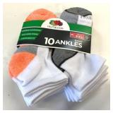 10 New Pairs FOTL Size M Boys Ankle Socks