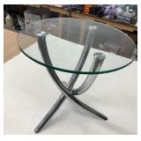 Modern 3 Leg Metal Glass Top Size Table
