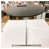 Modern Metal & Black Glass Top Side Table