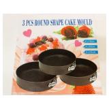 New 3 Pc Round Springform Cake Pan Set