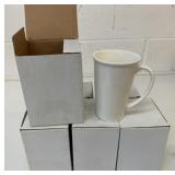 6 New 18oz Glossy White Ceramic Tapered Mugs