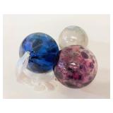 3 Hand Blown Glass Ornaments
