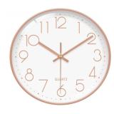 New 10" Silent Rose Gold Quartz Wall Clock
