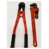 18" Pipe Wrench & Bolt Cutters