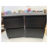 2 Dark Stain Wooden Night Side Tables