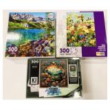 3 Complete 300 Pcs Puzzles Used Once