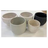5 Assorted Size Ceramic Flower Pots
