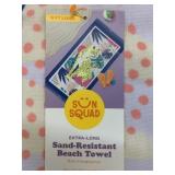 New 36" x 72" Extra Long Sun Squad Beach Towel
