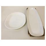 2 New White Serving Dishes