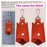 6 New Black Leather Bat Shape Key Holders