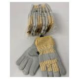 6 New Pairs Winter Leather Work Gloves Size L