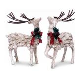 New Deer Stature 2 Pc Holiday Set Resin Reindeer