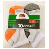 10 New Pairs FOTL Size M Boys Ankle Socks
