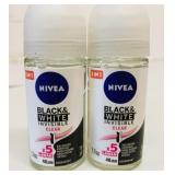2x 50ml Nivea Black & White Invisible Deodorants