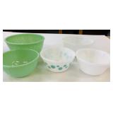 5 Fire King & Federal Mixing Bowls